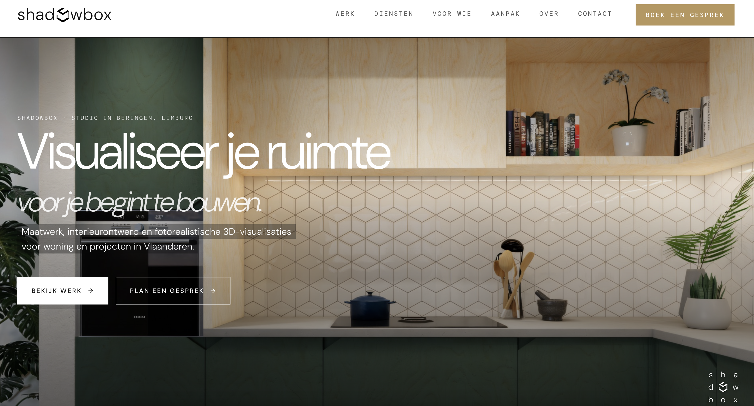 Shadowbox website - interieurontwerp en 3D-visualisatie Beringen